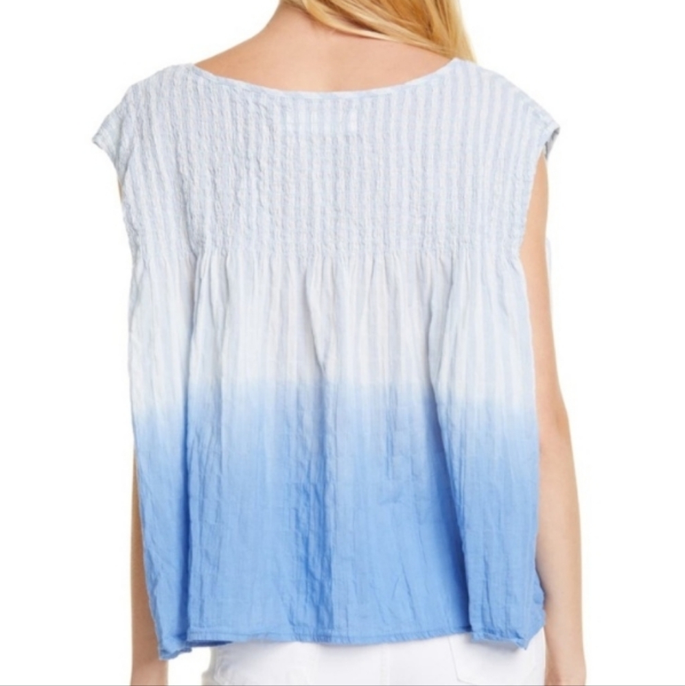Free People Little Bit of Something Ombre Button Blouse Blue -M - Picture 3 of 6